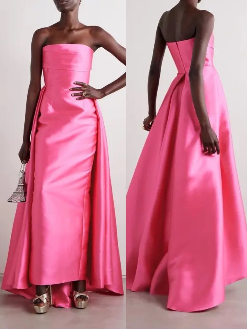 Solace London Tiffany Bandeau Strapless Satin Gown Light Pink NEW with tags